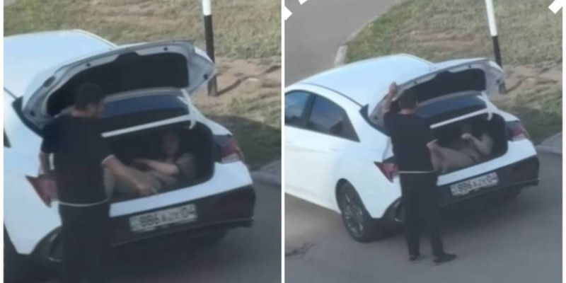 Астаналық ер адам әйелді көліктің жүк салғышына салып, алып кеткен (ВИДЕО)