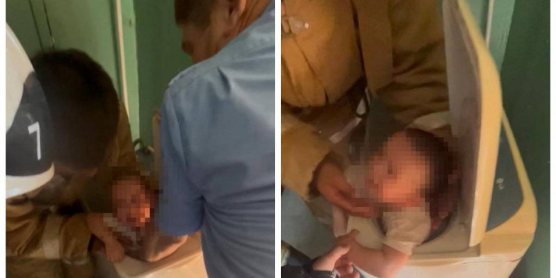 Атырауда 2 жастағы сәби кір жуғыш машинаға қыстырылып қалған