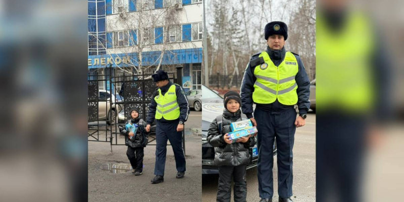 Петропавлда полицейге құрмет көрсеткен оқушы көптің ықыласына бөленді