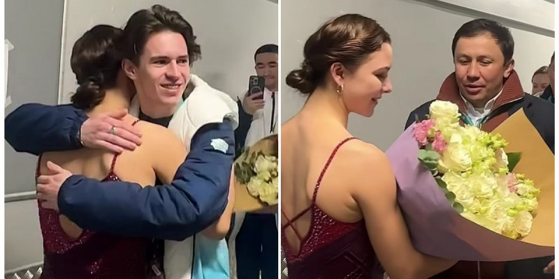 Шайдоров пен Головкин София Самоделкинаны құттықтап, гүл шоқтарын сыйлады (ВИДЕО)