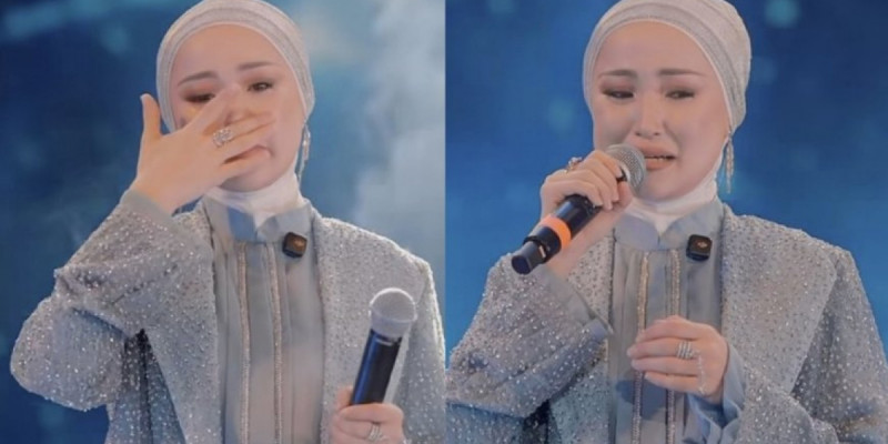 «Бақытты болуға лайықсың»: Махаббат туралы ән орындаған Мөлдір Әуелбекова сахнада жылап қалды (ВИДЕО)