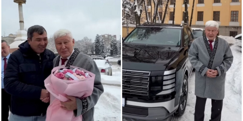 Кәсіпкер Жұмабек Жанықұл Асқар Жұмаділдаевқа көлік сыйлады