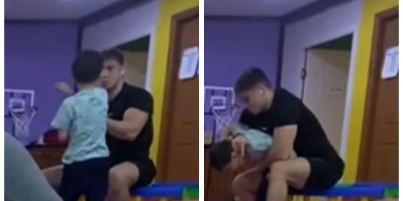 Алматыда түзету орталғының маманы балаға күш қолданған сәт камераға түсіп қалды (ВИДЕО)