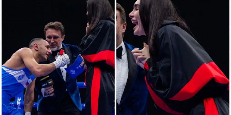 Жекпе-жектен кейін рингте сүйіктісіне ұсыныс жасаған боксшы күтпеген жағдайға тап болды