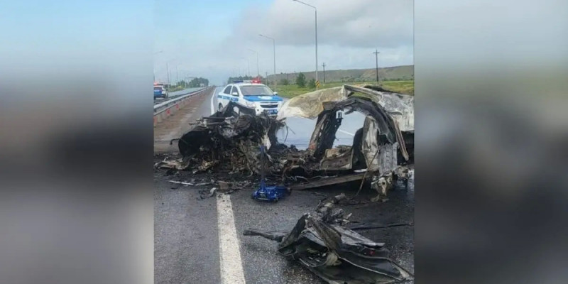 Бағанға соғылған BMW өртеніп кетті: Қостанай маңында жантүршігерлік апат болды