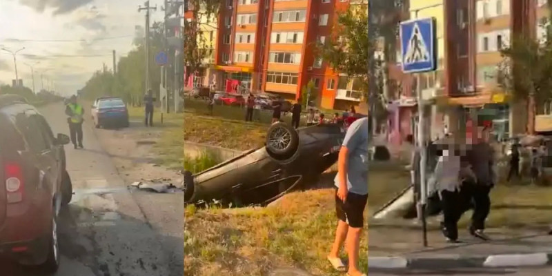 «Ішінде бала болған»: Қостанайда көлік аударылып кетті (ВИДЕО)