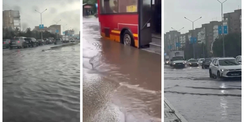 Толассыз жаңбырдан кейін Өскемен көшелерін су басты
