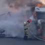 Шымкентте 15 тонна сіріңке тиелген жүк көлігі өртеніп кетті