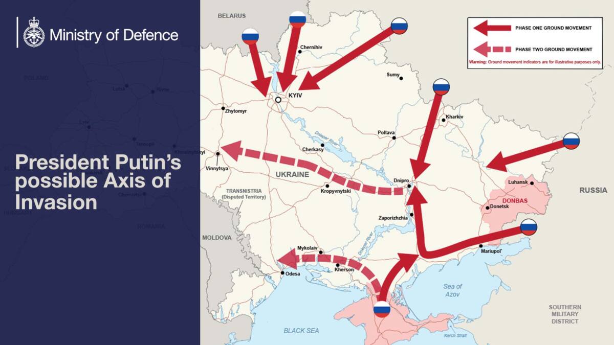 Британияның Қорғаныс министрлігі Ресейдің Украинаға «басып кіру» схемасын жариялады