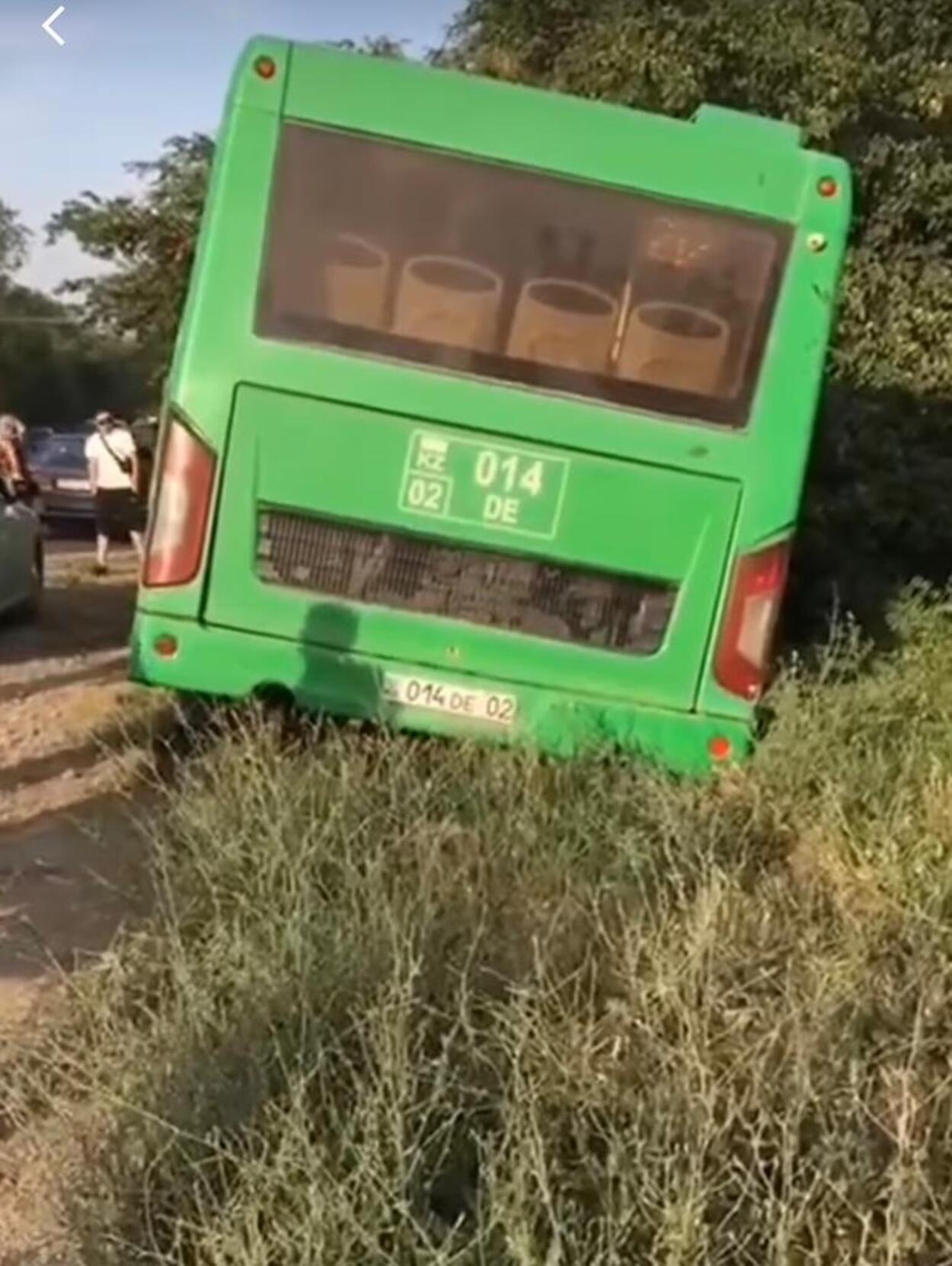 Алматы облысында автобус жол жиегіне шығып кетті (ВИДЕО)