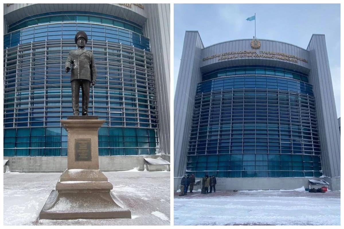 Ұлттық қорғаныс университетіндегі Назарбаевтың ескерткіші алынып тасталды